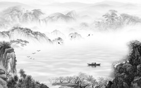 奢雅 中式灰色山水 TIF分层