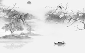 高端 中式灰色山水 TIF分层