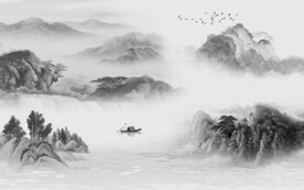 现代 中式灰色山水 TIF分层