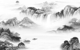 人气 灰色素雅山水 TiF分层