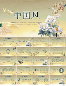 荷花中国风工作总结汇报PPT