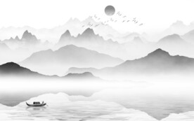 高端 灰色中式山水 TiF分层