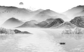 爆款 简约山水墙画 TIf分层