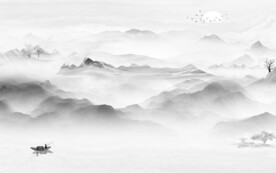 最新 简约山水墙画 TIf分层