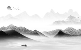 中式 意境灰色山水 TiF分层