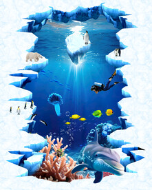 海底世界冰川立体画