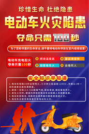 电动车火灾隐患宣传海报