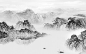 奢雅 灰色中式山水 TIF分层