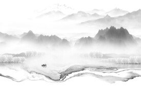 高端 灰色中式山水 TIF分层