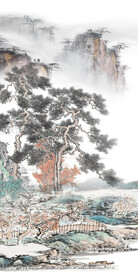 古风 山水玄关框画 TIF分层