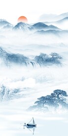 高雅 山水玄关框画 TIF分层