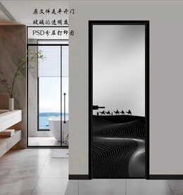 高清分层透明底平开门打印图