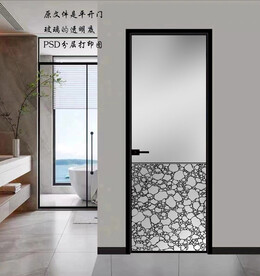 高清分层透明底平开门打印图