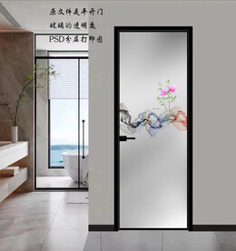 高清分层透明底平开门打印图