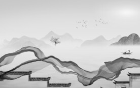 高雅 中式灰色山水 TiF分层