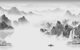 高清 灰色清晰山水 TiF分层