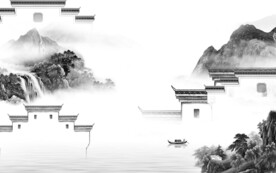 人气 灰色素雅山水 TiF分层