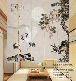 水墨迎客松门帘