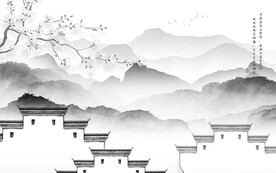 奢雅 轻奢灰色山水 TiF分层