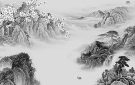 高清 客厅灰色山水 TiF分层