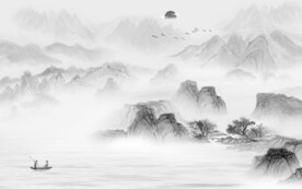 淡雅 灰色意境山水 TiF分层