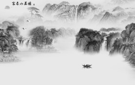 简约 灰色意境山水 TiF分层