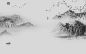 高清 灰色意境山水 TiF分层