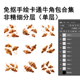免抠牛角面包合集