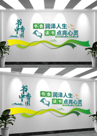 书点亮心灵书香润泽阅读文化墙