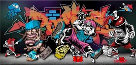 欧美风街头涂鸦餐饮酒吧背景墙