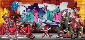 欧美风街头涂鸦餐饮酒吧背景墙