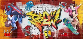 欧美风街头涂鸦餐饮酒吧背景墙