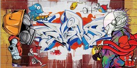 欧美风街头涂鸦餐饮酒吧背景墙