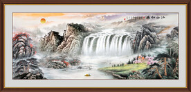 瀑布山水画