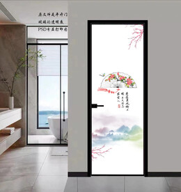 高清分层透明底平开门打印图