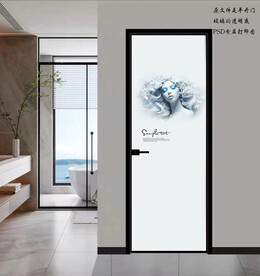 高清分层透明底平开门打印图
