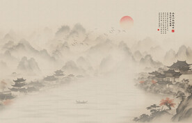 新中式山水画背景墙