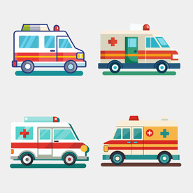 简约卡通矢量汽车救护车