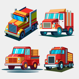 简约卡通矢量汽车卡车