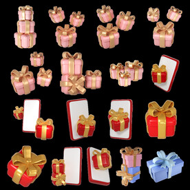 单层免抠透明3d礼物盒