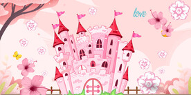 卡通粉色城堡背景墙