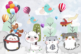 可爱卡通儿童房背景墙