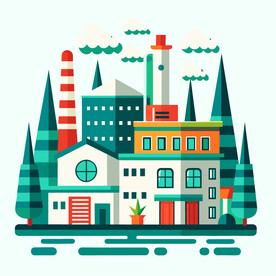 卡通矢量工程工厂建筑元素