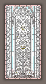 素雅雕花教堂蒂凡尼彩色玻璃图案