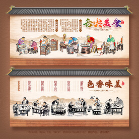 美食文化背景墙