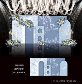 蓝色简约婚礼背景