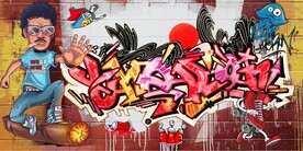 欧美风街头涂鸦餐饮酒吧背景墙