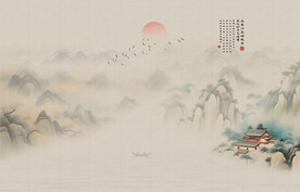 新中式古画意境水墨画