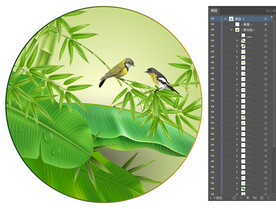 竹韵鸟舞芭叶香