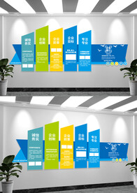 蓝色企业文化墙